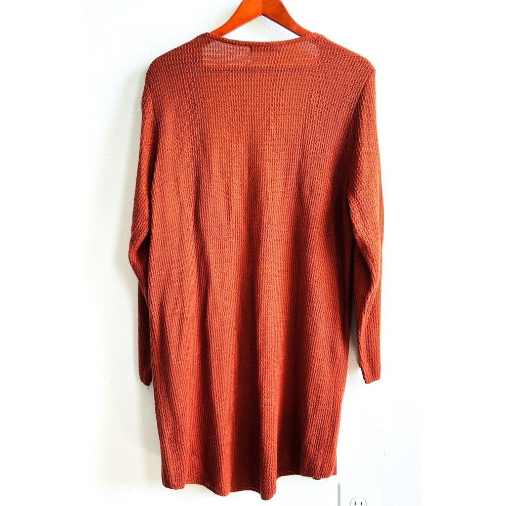 SHEIN CURVE Cardigan Sweater Duster Cinnamon Brown Button Trim 1XL - Picture 2 of 7